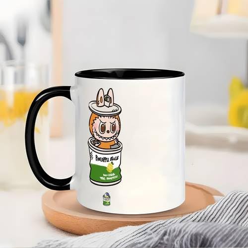 RYN® Printed design 1pc Labubu Anime-Themed Ceramic Coffee Mug, 11oz, Novelty Drinkware, with Double-Sided Print, for All Seasons