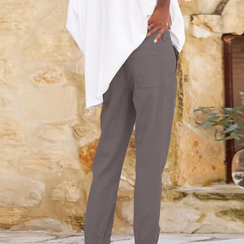 Linen Cpris Pants for Women 2024 with Pockets Summer Casual Cpri Vacation Bermuda Pants Palazzo Pullon Fall Trousers3
