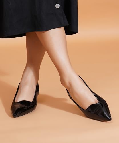 Image of JM LOOKS Sophisticated Pointed Toe Slingback Kitten Heels with Glossy Finish for Elegant Events and Work Wear