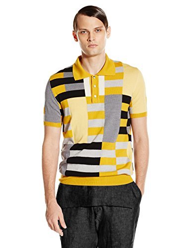 David Hart Men's Shortsleeve Polo Sweater, Yellow, X-Large