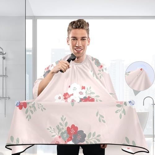 Capa para corte de cabello impermeable profesional con cierre ajustable de broche, diseño floral dibujado a mano miniatura 6