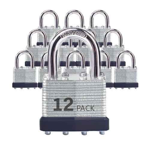 Image of Keyed Alike Laminated Steel Padlocks with Normal Shackle for Sheds, Fences & Lockers (12-Pack)