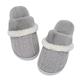 Womens Cozy Memory Foam Slippers Soft Warm Slip On Faux Fur House Slippers,Anti-Skid Rubber Sole,Siz