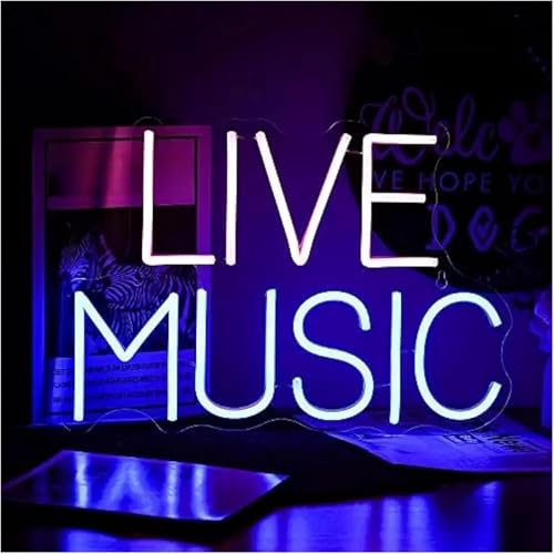 Enseigne lumineuse au néon LED lettres musique live pour décoration bar 40x28