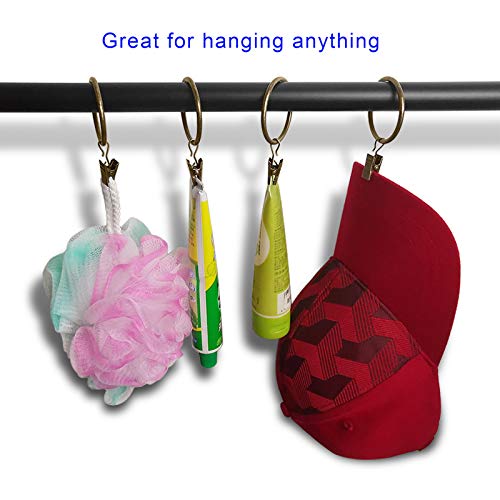 Amzseven 40 Pack Metal Curtain Rings With Clips, Drapery Clips Hooks, Decorative Curtain Rod Clips Hangers 1.5 Inch Interior Diameter Eyelets, Rustproof Antique Bronze #TOP6