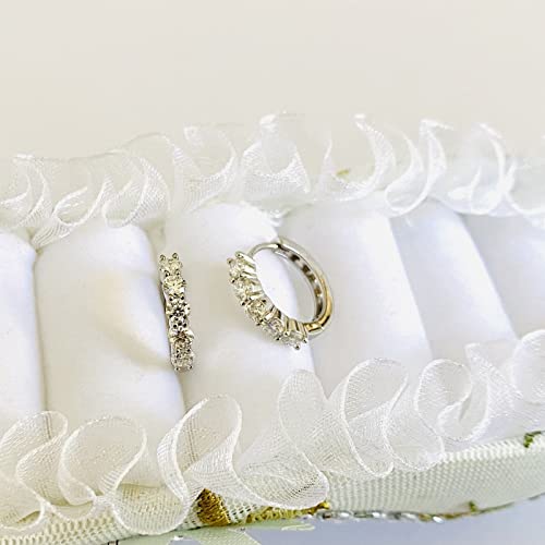 Moissanite Huggie Hoop Earrings, White Gold Plated Sterling Silver Hoop Earrings For Women Gifts #TOP3