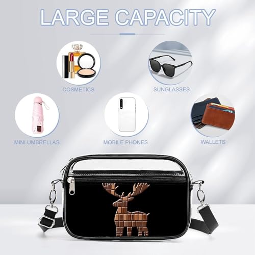Chocolate Reindeer Christmas Women's Clear Crossbody Purse Bag Transparent Bags Pocket for Concerts Sports Festivals3