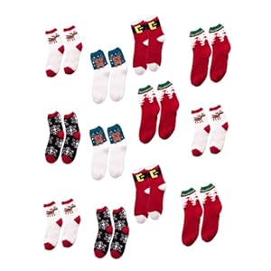 Holibanna 12Pairs Kerstsokken Xmas Winter Warme Sokken Fleece Sokken Kerst Winter Atletische Sokken Yule Geschenken Warme Sokken Volwassen Chrismas Sokken Coral Fleece Dikker Kousen