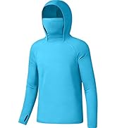 DRONIRING Boys Hooded Fishing Shirt with Mask, Kids UPF 50+ Long Sleeve Rash Guard Hoodie, Sun Pr...
