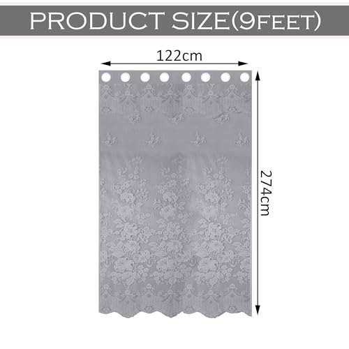 Image of Kuber Industries Pack of 2 Stylish Curtains for Living Room & Bedroom | 9 Feet Light Control & Pests Preventive Door Parde for Pooja Room & Home Decor | Frill Net - Grey