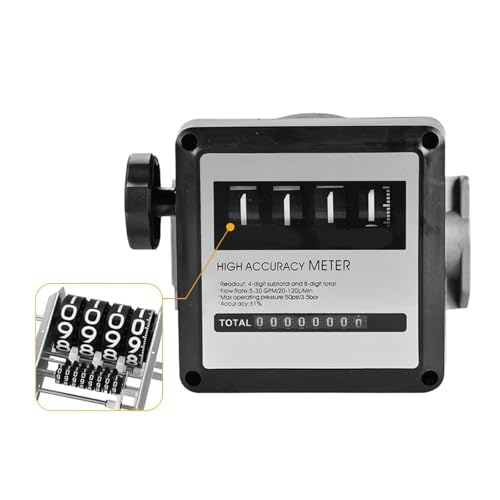 Medidor de flujo Contador de flujo de combustible digital de 4 dígitos, 20-120 l/min, sensor de flujo de aceite diésel/gasolina, pantalla de alta precisión FM-120