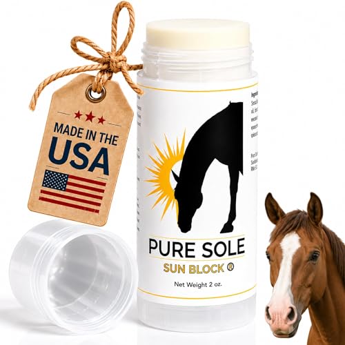 Pure Sole Horse Nose Sunscreen | Moisturizing Equine Sunblock with Non-Nano Zinc Oxide for Pink Noses White Noses Sensitive Skin | Broad Spectrum UV Protection | Water Resistant 2 oz Push-Up Stick