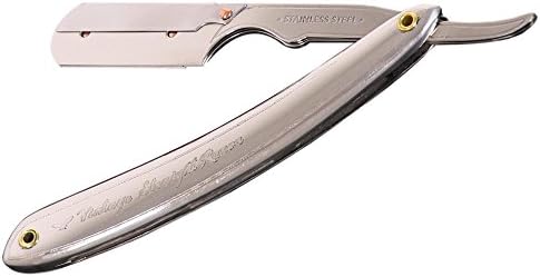 Vintage Straight Razor For Men - Shave Like A Man With A Stainless Steel Straight Edge Razor - Reduce Ingrown Hairs Razor Bumps And Burns - Includes 5 Shark Super Stainless Blades