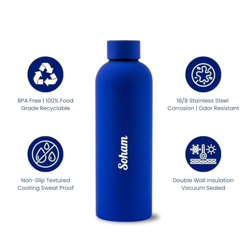 Image of Giftana Personalized Notebook Diary, Bottle, Coffee Tumbler 510ml, Keychain with Pen Gift Set, 5 in 1 Customized Gifting Items for Husband, Father, New Year Corporate Gifts for Employee (Blue)