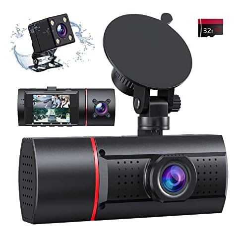 Dash Cam Car Front Rear and Indoor with SD Card, 1080P Car Camera 2 Inch LCD IPS Infrared Cut Night Vision, Loop Recording, Heat Resistant Super Capacitor Dash Cam G Sensor Max 128 GB Cover