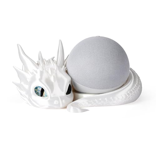Dragon Stand for Echo Dot 4th/5th Gen 3D Printed Smart Speaker Holder and Exquisite Desktop Decoration (White)