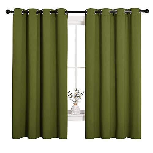 Image of NICETOWN Bedroom Curtain Panels Blackout Draperies, Thermal Insulated Solid Grommet Blackout Curtains /Drapes (One Pair, 55 by 68-inch, Olive Green)