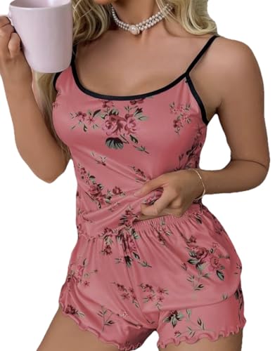 Pyjama en satin femme léger anti-chaleur ensemble caraco short ajustable pour dormir