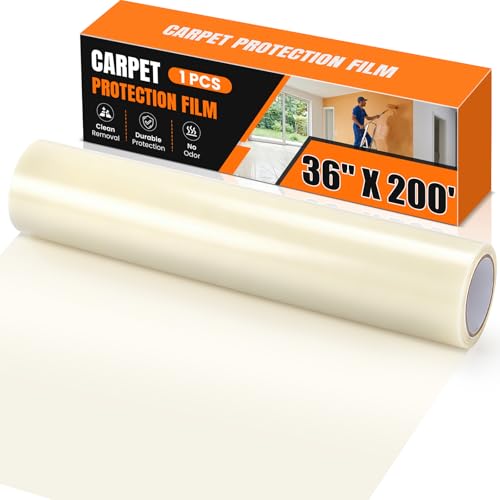 3mil Carpet Protection Film 36 x 200 self-adhesive plastic carpet protection film easy to clean remove and unfold durable protective tape effectively prevents surface stains and spills