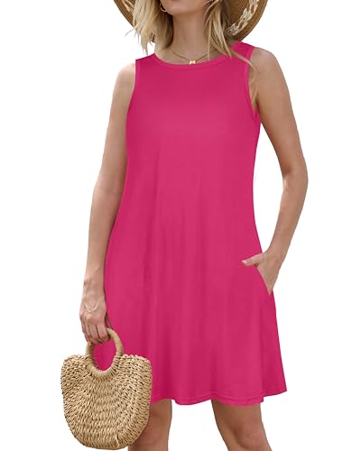 Image of JOLIGAL Womens Summer Dresses Casual Sleeveless Tshirt Sundress Beach Cover Up with Pockets Loose Tank Dress 2026