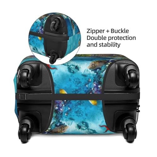 Corals and Tropical Fish Luggage Cover Washable Elasticated Luggage Covers for Suitcase TSA Approved Stylish Scratch Resistant Luggage Case Protector3