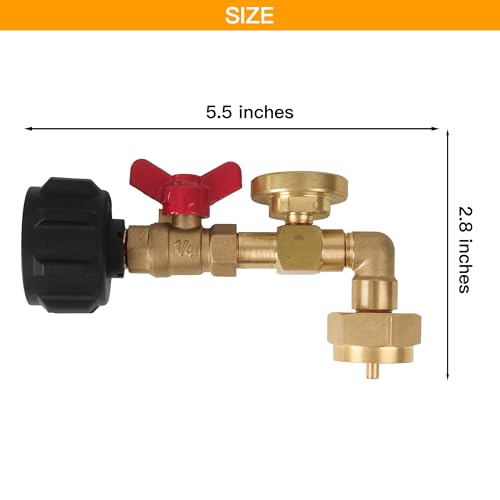 Cybring Brass Propane Refill Adapter for 1 lb Tanks with Guage Convert 20 lbs LPG Tank to 1lb Propane Cylinder