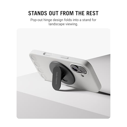 Image of DailyObjects Case Holder Phone Grip Compatible with iPhone & MagSafe Phones /Cases - Anti-Drop Grip, One-Handed Use, Phone Stand - Carbon Black