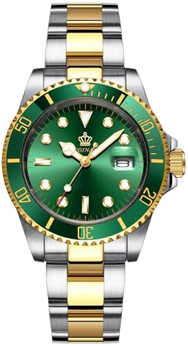 FANMIS two-tone luxury watch with green dial