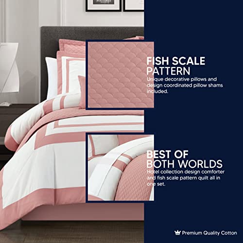 Chic Home Bcs18717-An Hortense 8 Piece Comforter And Quilt Set Hotel Collection Design Fish Scale Pattern Bedding - Decorative Pillows Shams Included, King, Navy #TOP24