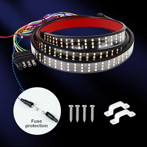 YUGUANG 48”/49” Tailgate Light Bar, Triple Row LED Tailgate Light Strip with Red Running Brake White Reverse Lights Amber Sequential Turning Signals Strobe Lights by YUGUANG - Image 8