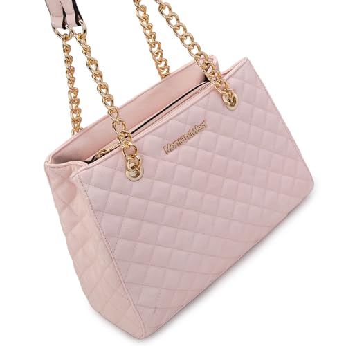 Image of Montana West MEDIUM Tote Bag for Women Quilted Chain Handbags Shoulder Purse
