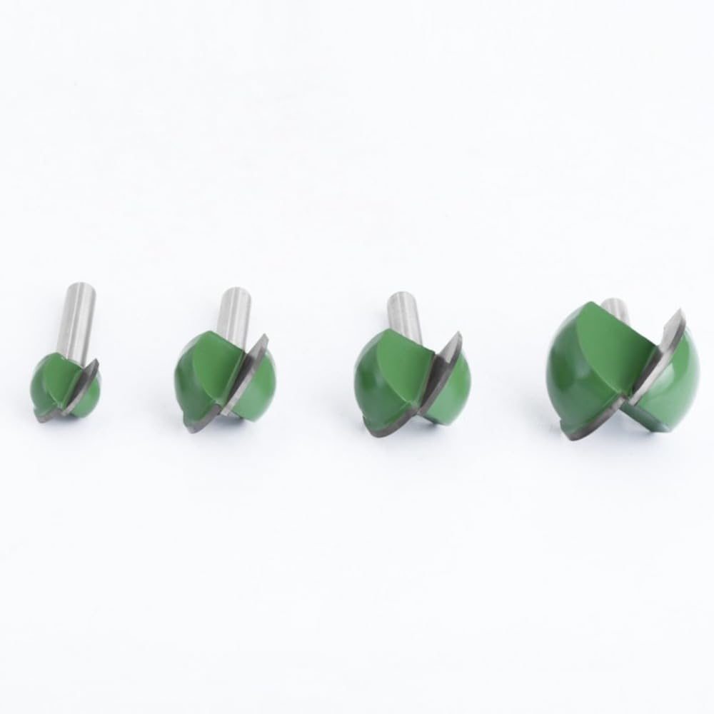 Lot de 4 fraises à défoncer en alliage d'acier tungstène 6 mm de diamètre à nez rond en demi-cercle Outil de travail du bois