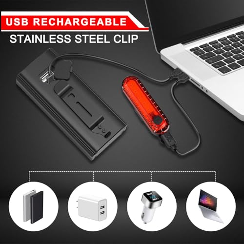 EBUYFIRE Luces Bicicleta Delantera y Trasera LED Recargable USB, 3 Modos, IPX5 Impermeable Luces Seguridad para Ciclismo de Montaña y Carretera(3 LED) - imagen 3