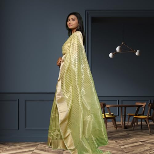 Generic parrot green maheshwari cotton silk saree – image 2