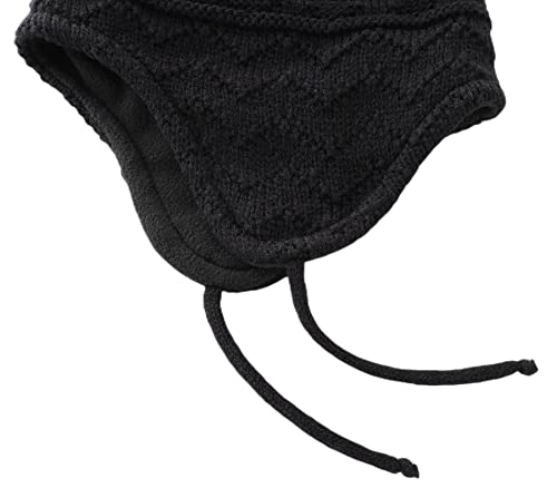 Connectyle Toddler Boys Beanies with Ear Flaps Kids Pompom Beanie Hat Fleece Lined Knit Winter Skull Caps M Black