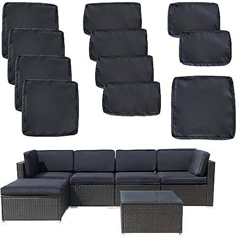 FKSLIFE Outdoor Couch Cushions Covers,11Pieces Outdoor Patio Cushion Covers Replacement Waterproof Sofa Cushions,Furniture Covers Cushion Slipcovers Set(Dark Grey) Cover