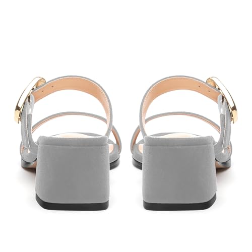 Women's Sandals, Open Round Toe Low Heels, Buckle Fashion Heeled Sandal for Wedding Daily Dress Party4