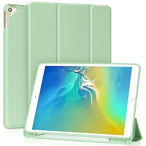 COO Case for iPad 9th Generation/8th Gen/7th Gen/iPad Air 3rd generation/iPad Pro 10.5” with Pencil Holder, PU Leather Case for iPad 10.2”/ 10.5”, Trifold Stand Cover with Auto Sleep/Wake (Green)