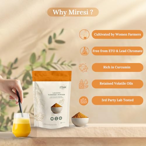 Image of Miresi Lakadong Turmeric Powder, 7% Curcumin - Lead Chromate Free, ETO Free, Sustainably Sourced, 100g (Pack of 1)