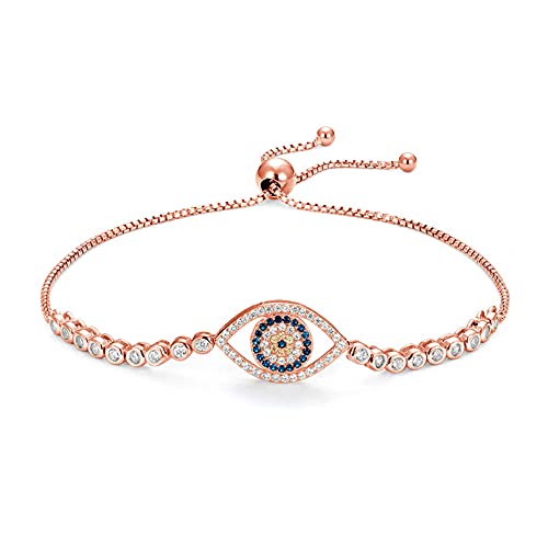 Bracelet en argent sterling 925 avec breloque oeil bleu