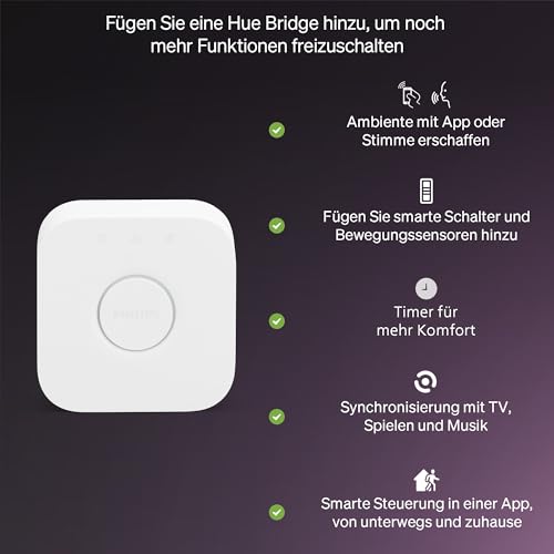 Philips Hue Essential Smart LED A60 Lampe, Weiß und Farbiges LED Leuchtmittel, E27 Fassung, 8W, 2200K-6500K, 806 Lumen LED Licht, dimmbar, kompatibel mit Alexa, Google Assistant & Apple Home, 4er Pack