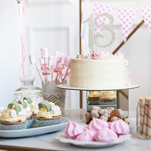 13 Cake Topper - Premium Silver Metal - 13Th Birthday Party Sparkly Rhinestone Decoration Makes A Great Centerpiece - Now Protected In A Box #TOP5