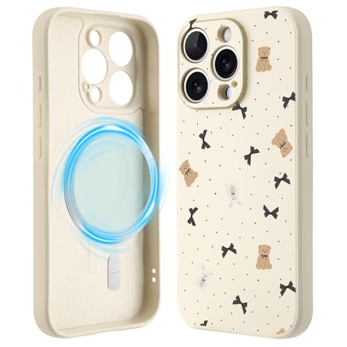 Coque de téléphone silicone liquide iPhone 16 protection complète motif ours avec MagSafe