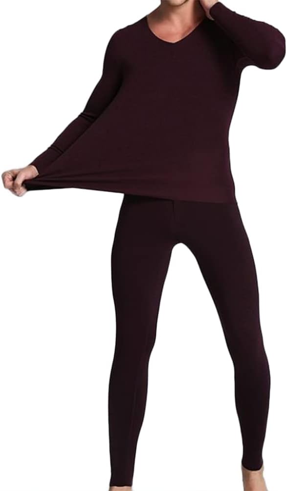 HSQSMWJ Mens Thermal Underwear Set Winter Long Sleeve Top and Long Johns Bottoms L-3XL
