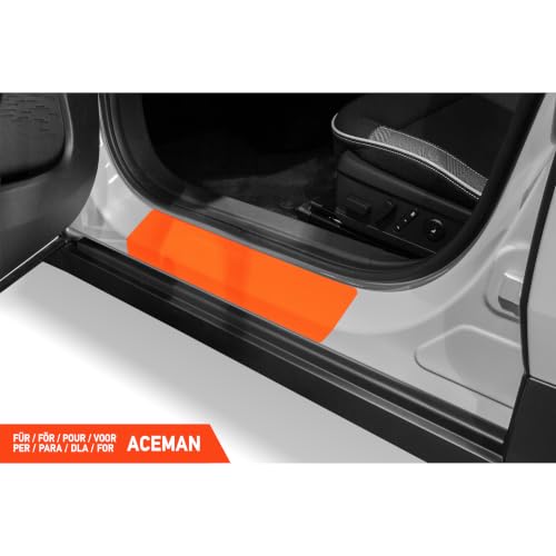 Protector de umbral Luxshield para Mini Aceman J05 de vinilo fibra de carbono negro 2