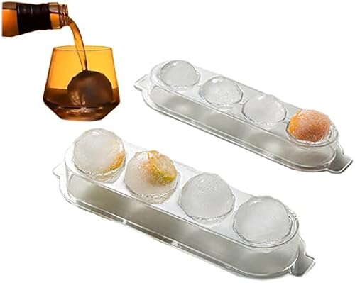 FAZLANIX Ice Ball Maker, Round Ice Cube Mold, 2 Sizes Whiskey Ice Mold with Lid, Plastic Ice Cube Tray for Cocktail & Bourbon