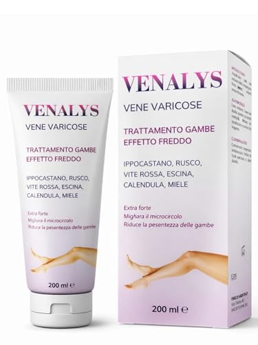 VENALYS 200 ml Crema vene varicose e capillari ,migliora la circolazione gambe - sollievo immediato .Con centella asiatica Ideale per eliminare il senso di Pesantezza delle gambe, Made in Italy