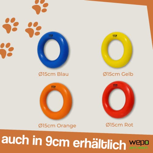 WEPO Puller Ring Hund Ø 15cm Rot - Spielzeug Hunde Beschäftigung - Zerrspielzeug Hund - Dog Toy - Ringe Training für Welpen, kleine & große Hunde - Auslastung & gesunde Zähne