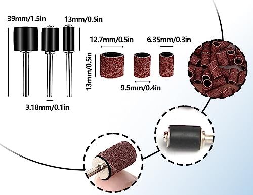 KAPSING 132 Stück Schleifhülse Satz für Dremel schleifaufsätze mit Frei Box, Schleifhülse Satz zubehör für dremel elektrowerkzeuge