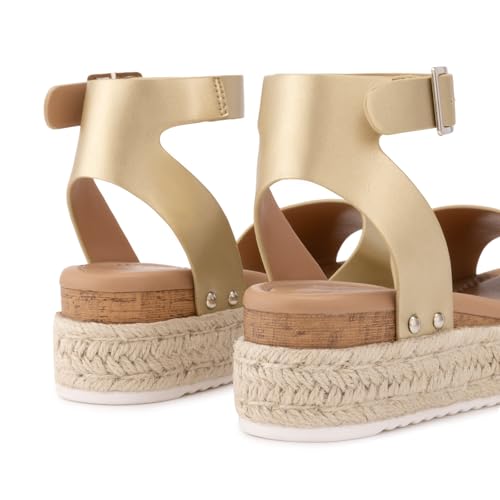 Image of Athlefit Women's Espadrille Platform Wedge Sandals | Adjustable Ankle Strap Buckle,Comfortable Open Toe Flatform,Summer Casual Daily Wear for All-Day